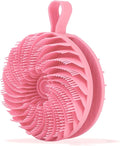 Double-Sided Silicone Body Scrubber Shower Bath Brush（Pink） | Handheld Cleansing Skin Brush for Sensitive Kids Women Men All Kinds of Skin