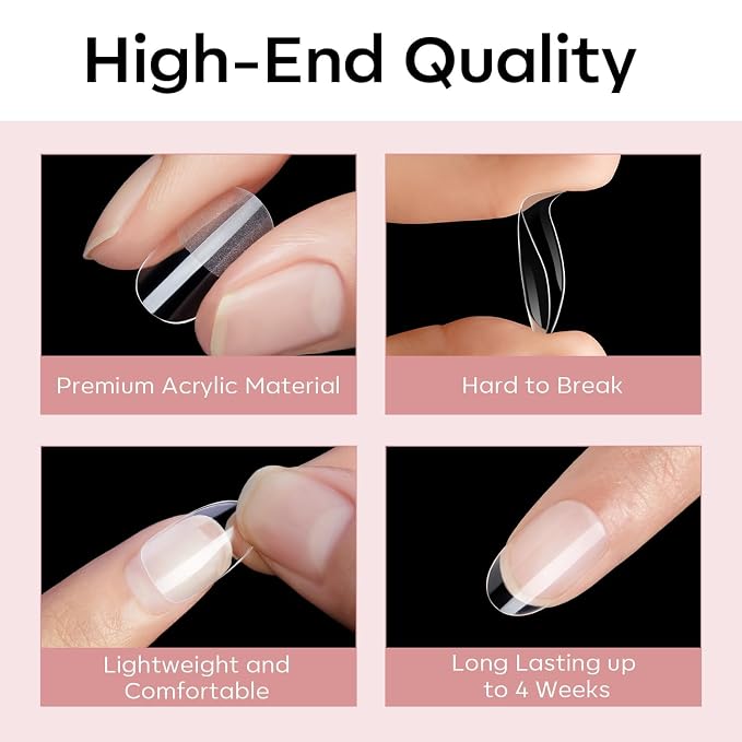 Modelones Extra Short Oval Round Nail Tips 510pcs Soft X Nail Gel Soft | Pre-shaped Fake Nails Half Matte Full Cover No Filed False Extension Manicure Salon DIY at Home 15 Sizes
