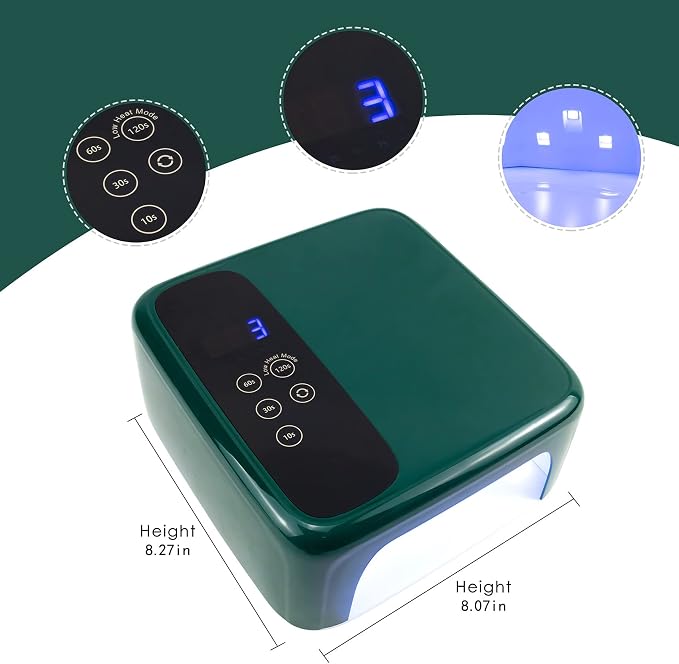 HVEST Cordless LED Nail Lamp 72W Rechargeable Nail Dryer 15600mAH Fast Drying Nail Polish Dryer, 4 Timers, Professional Nail Dryer for Regular Polish Green UV Nail Lamp for Salon Nail Artist Nail Tool