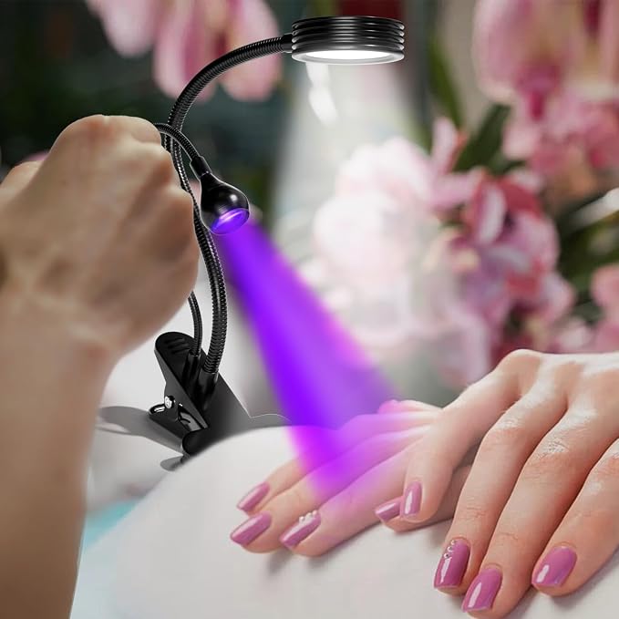 UV LED Nail Lamp Gooseneck Flash Cure Light for Gel Polish, Black