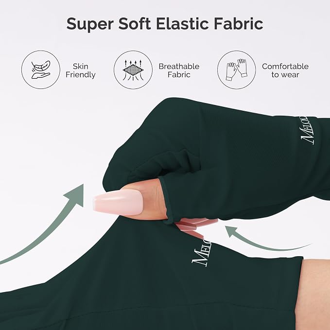 MelodySusie UPF50+ Fingerless UV Protection Gloves for Gel Manicures | Cool breathable fabric,professional UPF50+ UV protection,fingerless design ideal for salon & home gel manicure,Anti UV Light