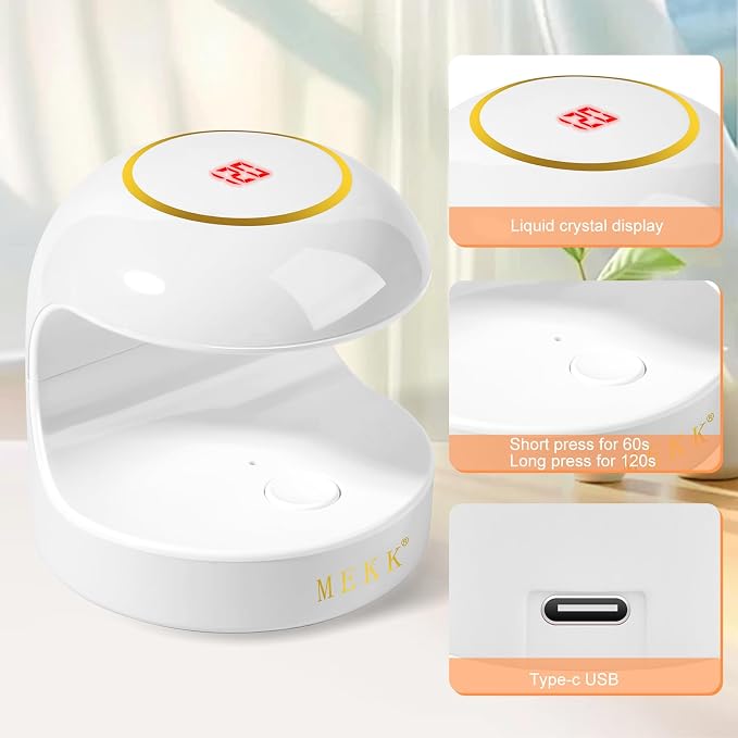 MEKK Mini Nail Lamp, 18W Single Finger UV Light for Gel Nails | Flash Cure, Portable for Travel/Home, UV Light for Detail Work, Auto-Sensor 4 Timers, Ideal for Beginners & Pros-White