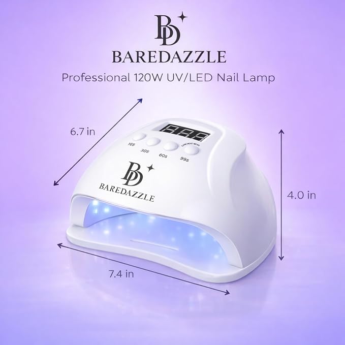 120W UV LED Nail Lamp for Gel Nails – Professional Nail Dryer with 4 Timers, LCD Display, Auto Sensor & Low Heat Mode – Removable Base, 36 LED Beads