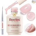 Beetles Builder Gel for Nails TPO-Free, 8 in 1 Rose Pink & Nail Art Brush | for Building Instant Apex Strengthening & Extension, DIY Salon at Home for Beginner, UV LED Nail Lamp Needed, Toffee Blush