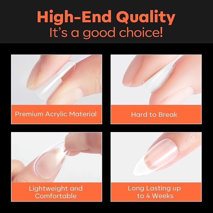 Modelones Medium Square Nail Tips Pre-shaped Soft Gel Fake Nails False Full | Acrylic Clear Full Cover Press on Extension Kit Gel Manicure DIY at Home 216PCS 12Sizes