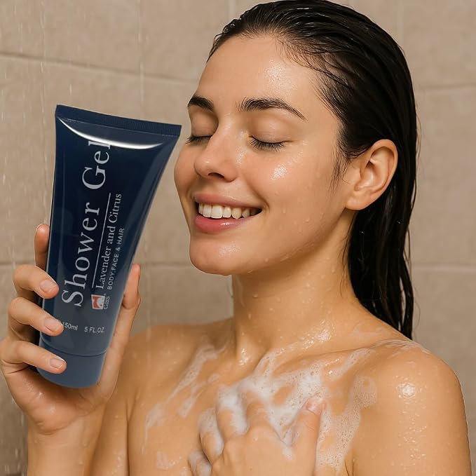 G.B.S Lavender & Citrus Shower Gel & Body Soap Wash Scalp Scrubber Shampoo Brush Set for Men and Women for Daily Use 3 in 1 For Body, Face, Hair- Fresh, Hydrating and Cleanser