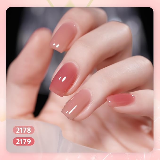 GAOY Nude Jelly Gel Nail Polish Set, 6 Colors Milky Pink Neutral Gel Kit | Buildable Color, Natural Nails, UV Lamp Required, Long Lasting, Easy to Apply, Salon Manicure at Home