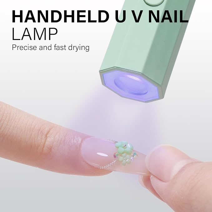 AILLSA Mini UV LED Nail Lamp, Cordless UV Light for Gel Nails (Green) | Handheld Flash Cure Lamp, Fast Drying, Portable Flash Cure Dryer for Beginners DIY Home Salon Manicure