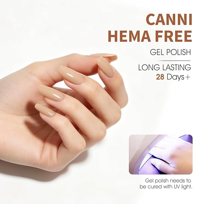 CANNI 9ML Gel Nail Polish Set, 6 Neutral Beige Shades UV LED Soak Off Gel | Smooth Application • Highly Pigmented • Glossy Finish • Long-Lasting Wear • Nail Art • Salon DIY Manicure • Easy Application