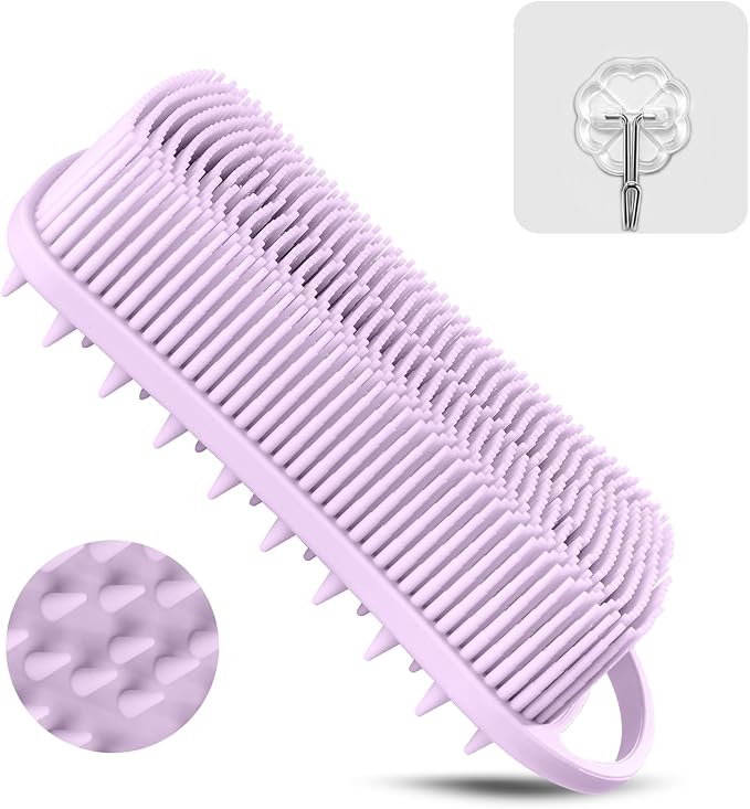 Silicone Body Scrubber, Loofah for Women, Shower Cleaner Scrub Body Brush | Gentle Exfoliating Shower Bath Brush, Rubber Body Wash Deep Cleaning & Exfoliator & Massage, Travel-Friendly for Bathroom