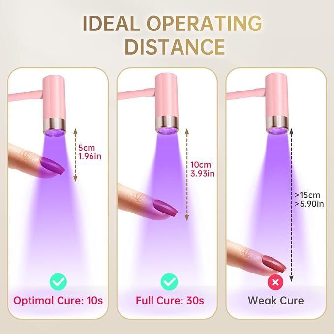 AORAEM UV LED Nail Lamp, Rechargeable Gooseneck Lamp for Gel Nails | Quick Dry LED Nail Light Nail Dryer with 4 Timers & Auto Sensor, Professional Flash Cure Light for Gel Nails Home DIY Pink