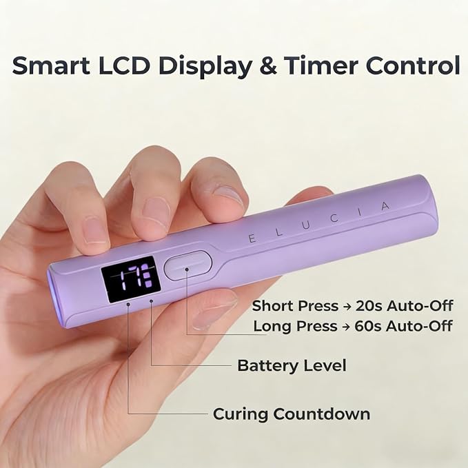 Handheld UV Nail Light – Flash Cure Pen & UV Nail Pen, Cordless Rechargeable Mini UV Light for Gel Nails, Portable UV Nail Lamp & UV Flashlight for Nails, Purple