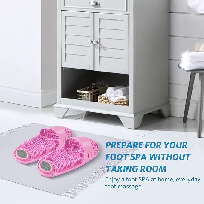 Silicone Shower Foot Scrubber Personal Foot Massage and Cleaning, Non-Slip Foot Scrubber for Men and Women (1PCS Pink)