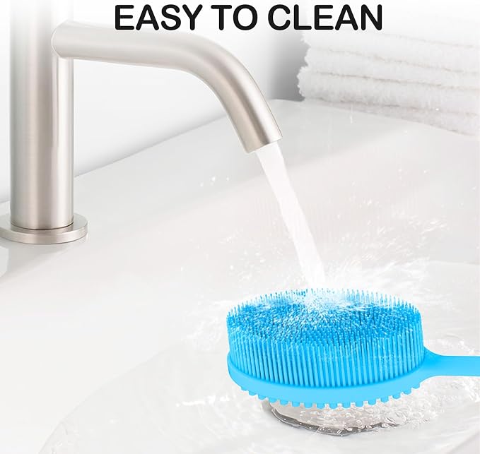 MateeyLife Silicone Body Scrubber Exfoliator with Handle, Gentle Back Scrubber, Shower Brush for Body, Bath Back Brush