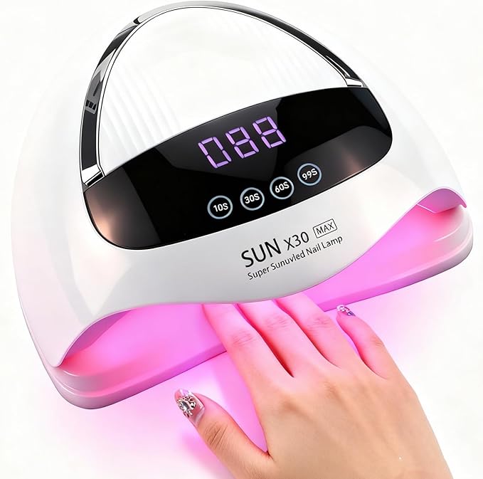 500W UV LED Nail Lamp, 90 LEDs Gel Nail Dryer for Fast Curing with LCD Display, 4 Timer Settings & Auto Sensor, Salon-Grade Nail Light for Home and Nail Salon Use