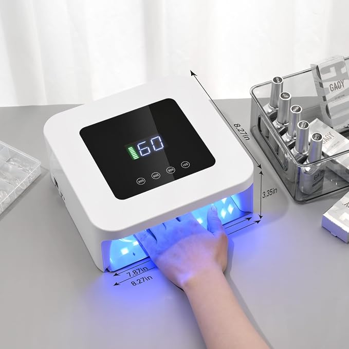 GAOY Cordless UV LED Nail Lamp for Gel Nails, Rechargeable UV Light, White | Professional Nail Dryer, 4 Timers, Automatic Sensor and Sensitive Mode for Fast Curing