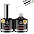 modelones 2pcs 15ml 10 in One X Nail Gel Glue Gel Base Coat Brush On | Nail Polish Glue for Tips, Rhinestones, Blooming Art Hema-Free Gel Kit for Acrylic Tips U V Lamp Needed