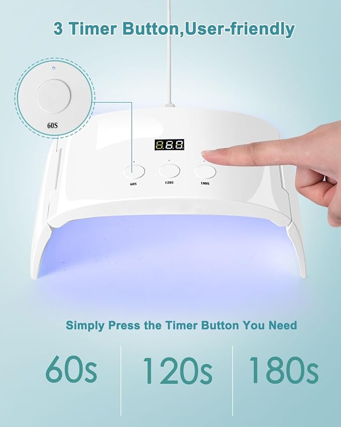 UV Led Nail Lamp Spacious Foldable Curing Light Dryer for Gel Nails Polish(White lamp pro)
