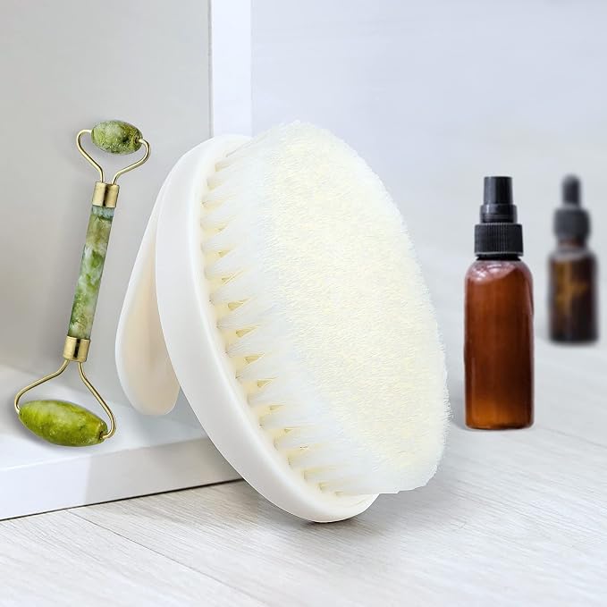 Dry Brushing Body Exfoliating Brush, Anti Slip Body Scrubber for Shower, Shower Body Cleaning Brush for Deep Cleansing & Soften Skin, Improve Circulation (Cream White)