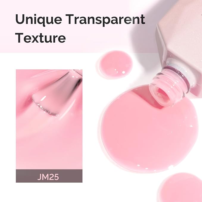 MelodySusie Jeweliver Jelly Gel Polish, 0.5Fl Oz Pink Gel Nail Polish Sheer Translucent Soak Off UV LED Light Cure Valentine's Day Gift for Women Manicure Nail Art DIY at Home JM25