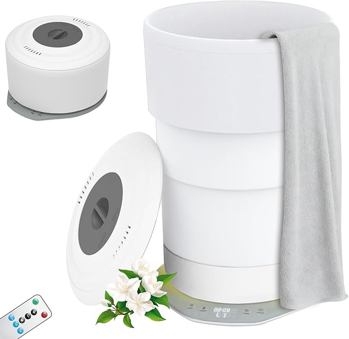 Foldable Heated Towel Warmer Bucket - 21L Large Capacity with 3 Temp Settings, Timer, Auto Shut Off & Ambient Light, Fits 2 Oversized 40"x70" Towels, Robes, Blankets