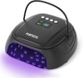 Purtato 126W Cordless Rechargeable UV LED Nail Lamp with Large Space, Handle and Foot Rest, Fast Curing Gel Nail Dryer with 4 Timers for Salon and Home (Matte Black)