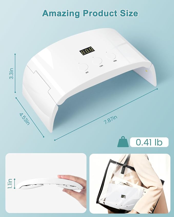 UV Led Nail Lamp Spacious Foldable Curing Light Dryer for Gel Nails Polish(White lamp pro)