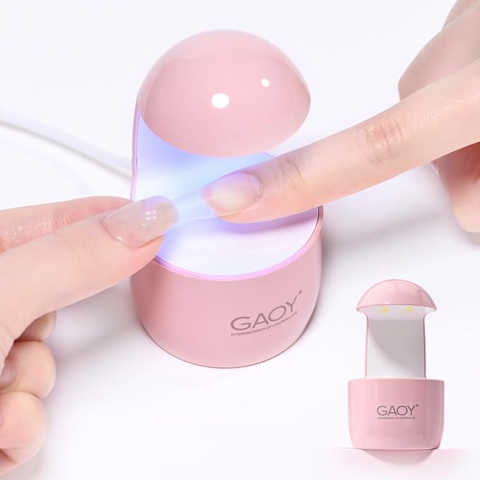 GAOY Mini UV Light for Gel Nails, Small LED Nail Lamp, Fast Curing, Pink | Portable Travel Manicure, Perfect for Nail Tips & Quick Repairs, DIY Nail Art, USB-C Powered