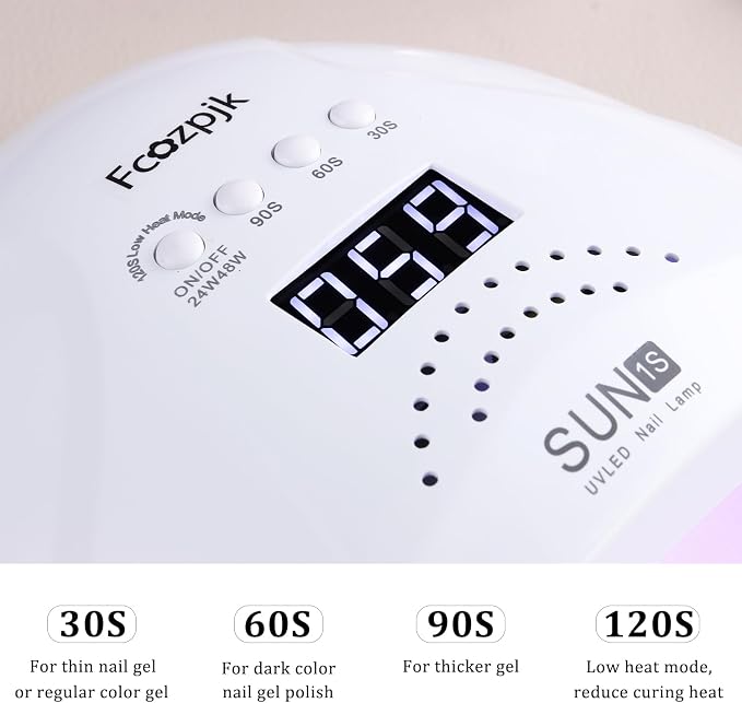 Fcozpjk UV LED Nail Lamp, 48W Nail Dryer for Gel Polish with 30 Beads 4 Timers Smart Sensor Fast Curing Home Manicure Professional Salon Nails Art Tools Supplies