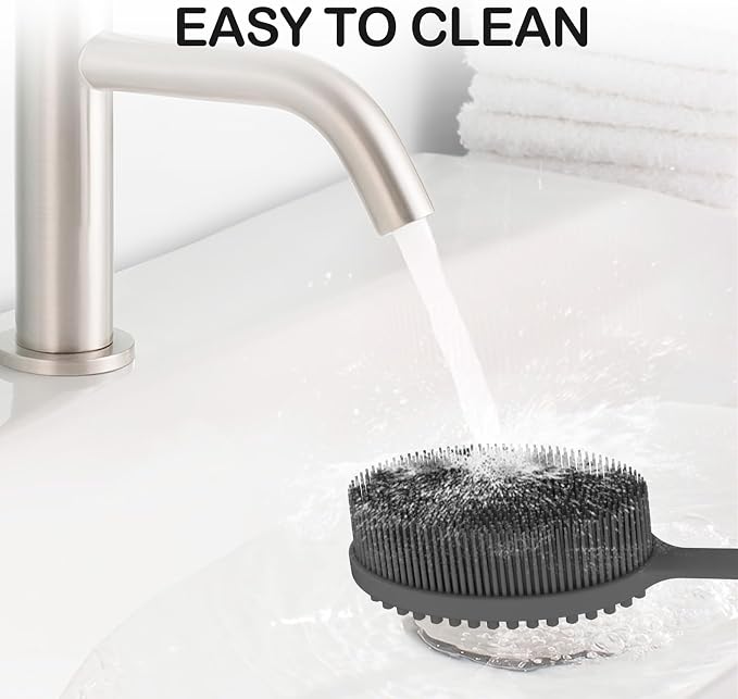 MateeyLife Silicone Body Scrubber Exfoliator with Handle, Gentle Back Scrubber for Shower, Bath Scrubber for Body