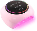 M - HaloLite LED Nail Curing Lamp 98W, 32 LEDs, Wireless Rechargeable with 5200mAh Battery, Fast UV/LED Gel Nail Dryer for Salon & Home Use, Long-Lasting, Portable, Cordless Design (Pink)