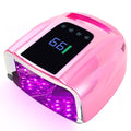 96W Rechargeable UV LED Nail Lamp, Cordless UV Light for Nails with LCD Display Auto Sensor, 4 Timer Setting and Smart Sensor Nail Dryer,Nail Cure Light with Removable Bottom(Pink)