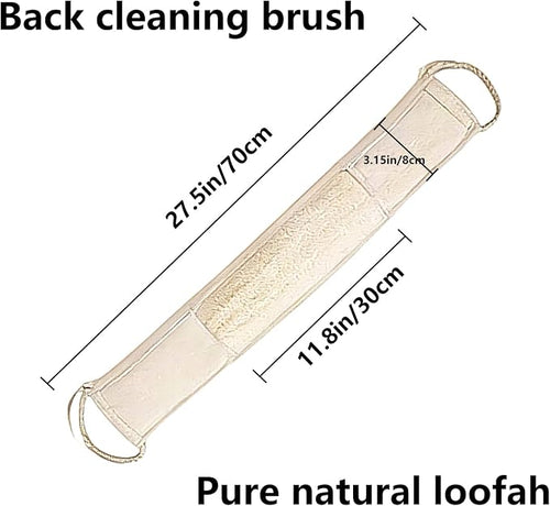 1-Pack Exfoliating Natural Loofah Back Scrubber for Shower-Natural Loofah Sponge & Microfiber Towel， for Men and Women to Clean Your Back Deeply.