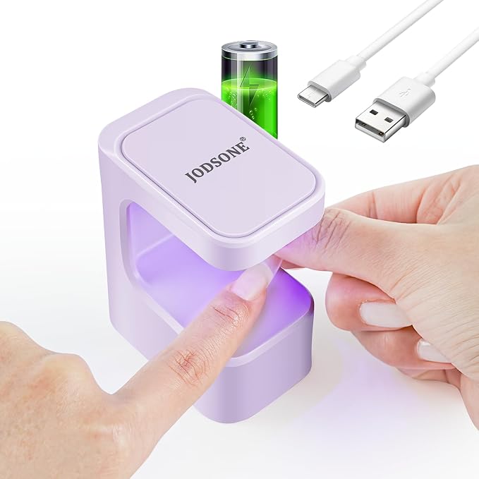 JODSONE U V Mini Nail Lamp 1500mAh Battery with Timer Cordless Portable LED Light Fast Curing for Gel Polish Purple