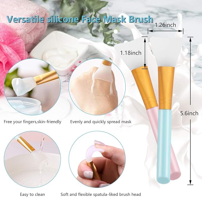 Yokilly Silicone Face Scrubber Kit: Exfoliator Blackhead Skin Care Tool | 6 Pcs Kit With 2 Face Cleansing Brush & 2 Lip Brush and 2 Facial Mask Brush - Ultra-soft Silicone Deep-Cleans Pores