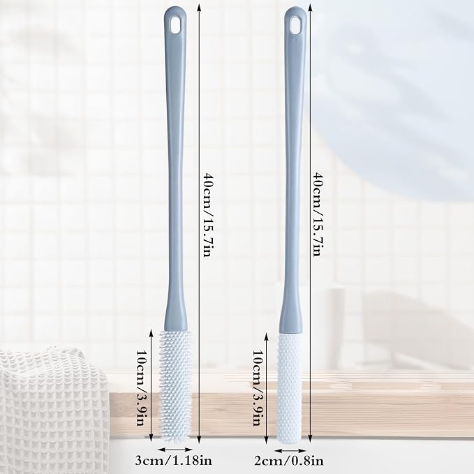 Lusofie 2Pcs Silicone Foot Brush with Massage Bristles Toe Cleaning Brush | Long Handle Foot Scrubber in Bath Shower Pedicure Tool