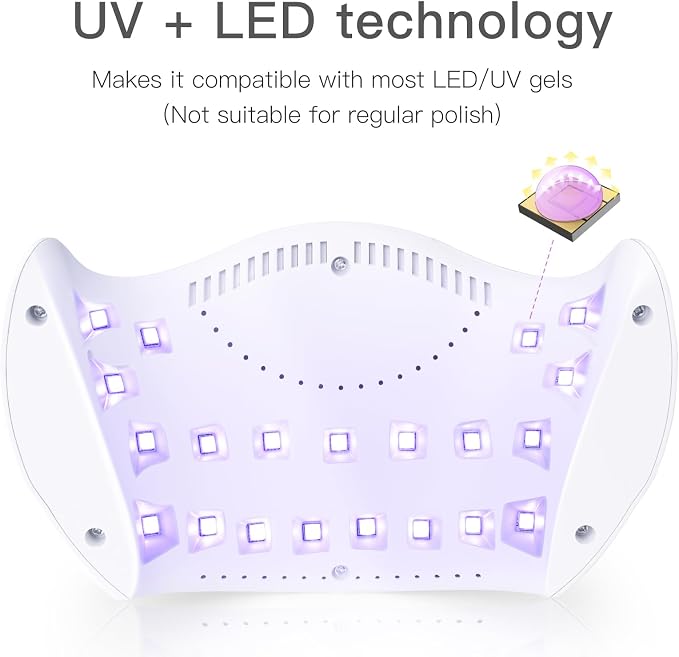 Gel UV LED Nail Polish Lamp, LKE Nail Dryer 40W LED Light with 3 Timers Professional for Nail Art Tools Accessories White