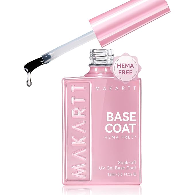 Makartt Hema-Free Gel Base Coat 15ML Upgraded Mild Formula | TPO-Free, Long Lasting, Clear Gel Polish Soak Off UV LED Lamp Needed, No More Damaged Nails, for Home DIY Gift Salon