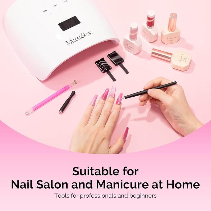 MelodySusie Nail Magnet Set, 16PCS Cat Eye Gel Nail Polish Magnets, Round Square Double Ended Magnet Stick, Cat Eye Magnet for Nails, Strong Magnetic Nail Polish Magnets Nail Design Tools