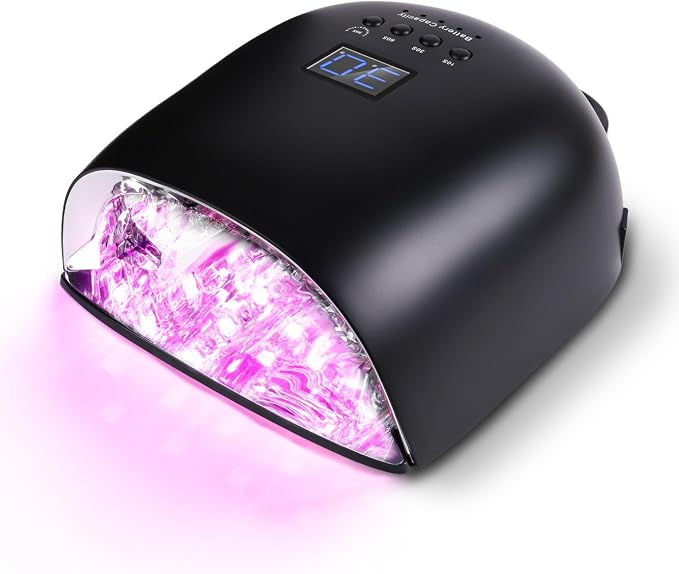 52 Beads Professional UV LED Nail Lamp - Long Battery Life Rechargeable Cordless Nail Light for Gel Nails,Magnetic Reflective Base Fast Dryer Lamp for Gel Polish (JC22-Pro,Matte Black)