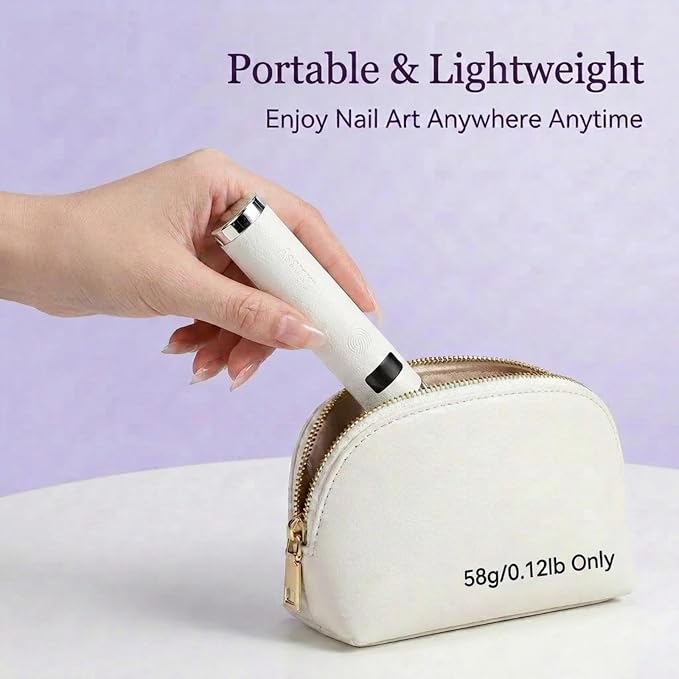 Mini UV Light for Gel Nails with Auto Sensor & Magnetic Stand,Hands Free | Rechargeable Handheld Flash Cure Nail Lamp with LED Display,Single Finger Gooseneck UV Lamp at Salon,DIY,Home(White)