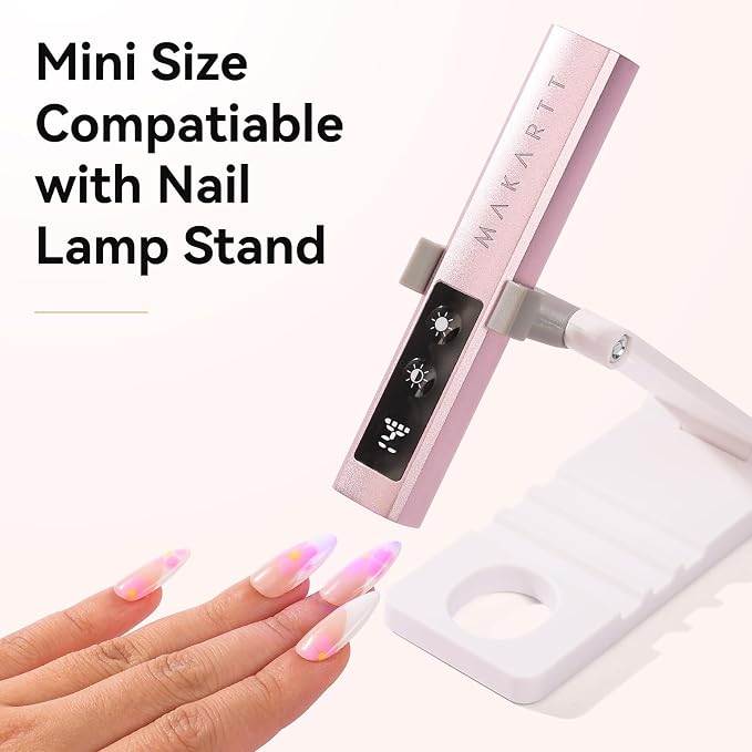 Makartt Handheld Flash Cure Lamp with Painless Mode for Curing Builder Gel | 800mAh Rechargeable UV Light for Gel-X Nail Tips Portable Nail Lamp with LCD Display & 3 Timers Home DIY & Salon, Rose Gold