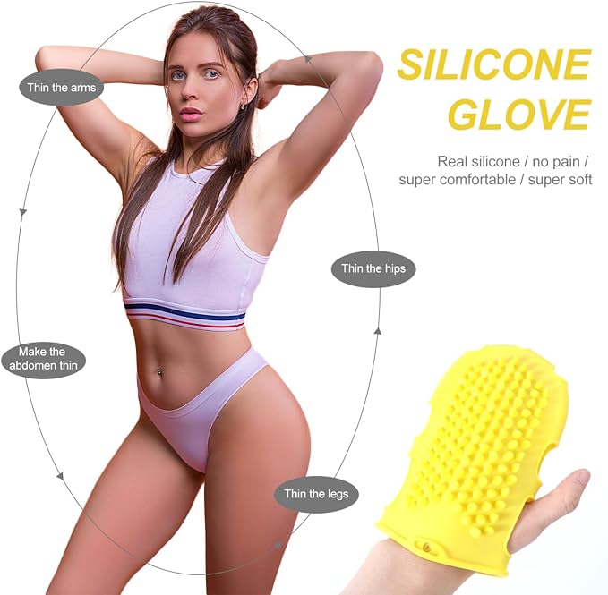 Mikinona Double Sided Silicone Back Scrubber Gloves for Shower with Exfoliating Massage Soft Body Brush Bath Cleansing Scrubbers 6.69X4.33X0.82In for Home Bathroom