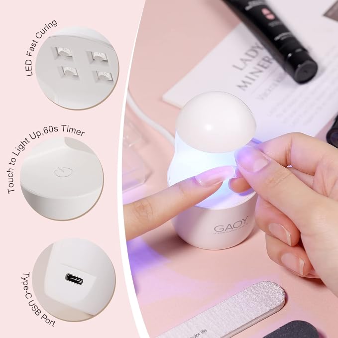 GAOY Poly Gel Nail Kit with U V Light, 6 Pcs Builder Gel Extension Kit for Beginners with Everything Nail Art DIY at Home