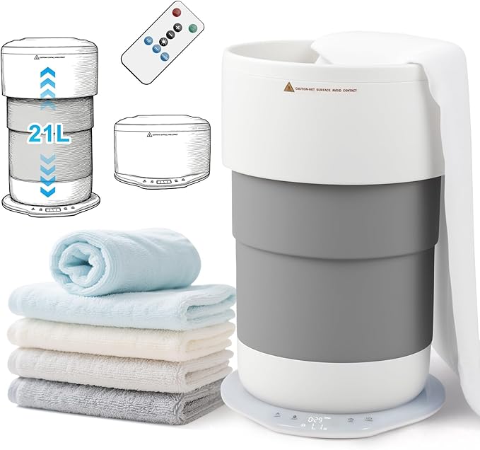 Towel Warmer for Bathroom, 21L Towels Warmer Bucket with Timer, Towel Heater,Auto Shut Off,White Elephant Gifts Fits Up to Oversized Towels, Bathrobes, Blankets, PJ's and More