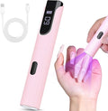 Handheld UV Light for Gel Nails, Gel Light for Nails Cordless Nail Lamp with LCD Display Fast & Even Curing for All Gel Types Rhinestone Glue Decoration DIY at Home Salon, Travel(Pastel Pink)