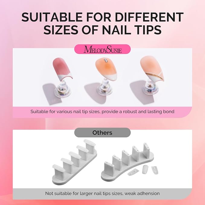 MelodySusie 2-Set Nail Stand for Press Ons Acrylic Magnetic Base, Aurora | Strong Magnetic, Wider Base, Residue-free Tape, Fit LED/UV Lamps, Nail Tips, Full Accessories, DIY Salon, Beginners & Pros