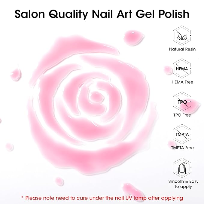 GELLEN Nude Gel Nail Polish Set, 24PCS With 20 Colors And 4 Coats | HEMA-Free, TMPTA-Free And TPO-Free UV Gel Set With Base, Glossy, Matte And Cat Eye Top Coats For DIY Home Manicures