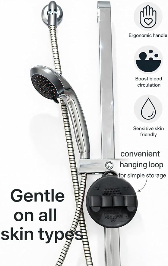 Hygienic Silicone Body Scrubber, Exfoliating Body Scrubber for Sensitive Skin, Eco Friendly Shower Scrubber for Body, Silicone Body Brush for Showering (Black)