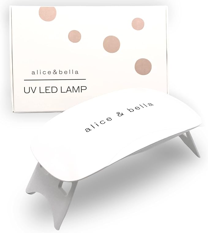 Alice & Bella Mini UV Nail Lamp - Portable USB LED Dryer for Semi-Cured Gel Strips, Travel Nail Curing Light, 90s Timer, Foldable Design